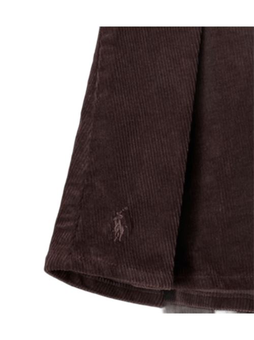 Gonna da bambina in velluto a coste, pieghe, colore marrone. POLO RALPH LAUREN | 313978831001